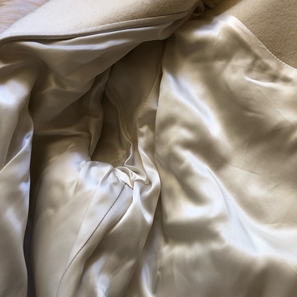 Coach ivory Mohair Faux Fur leather patch duffle coat Zippered M - Picture 8 of 16